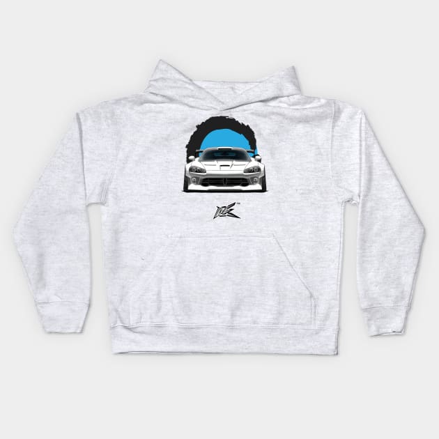 dodge viper 2008 srt10 lowered white Kids Hoodie by naquash